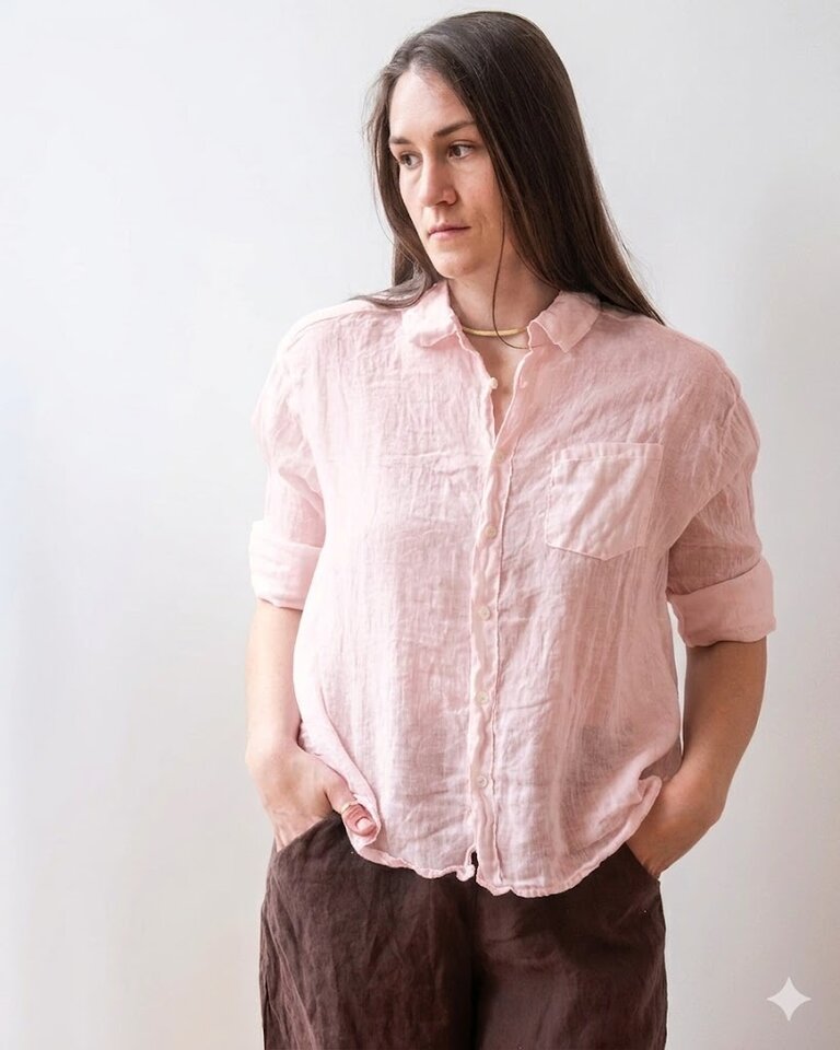 LLEA BLUE AVEN LINEN 3/4 SL BUTTON UP IN BERMUDA