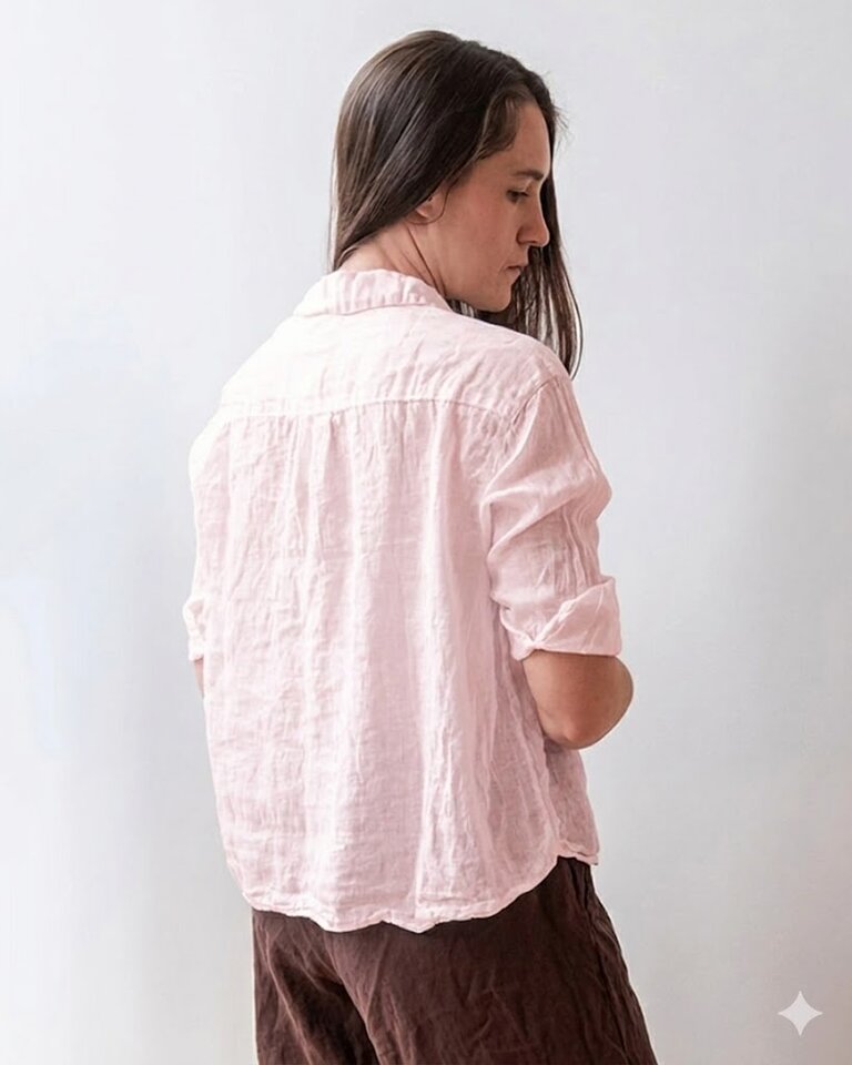 LLEA BLUE AVEN LINEN 3/4 SL BUTTON UP IN BERMUDA