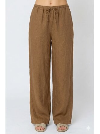 LLEA BLUE DANA LINEN STRAIGHT LEG IN BARK AND INK