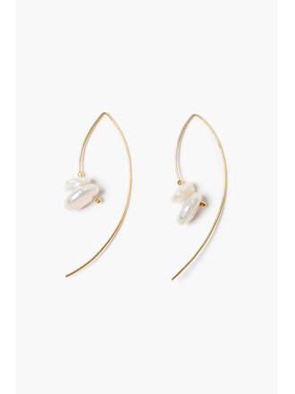 CHAN LUU WIRE THREAD WHITE PEARL EARRINGS