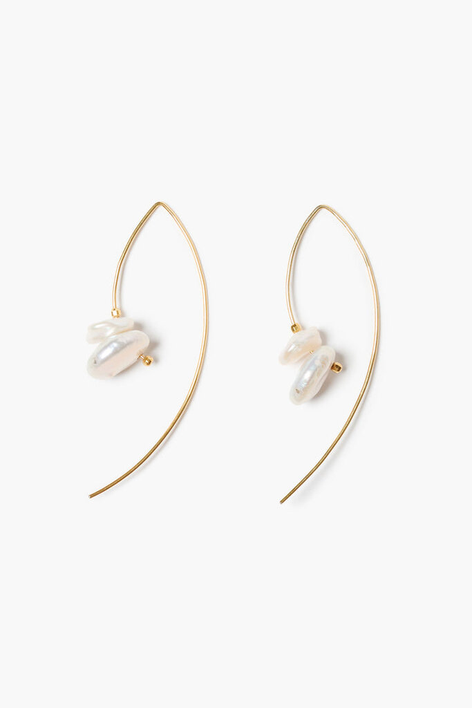 CHAN LUU WIRE THREAD WHITE PEARL EARRINGS