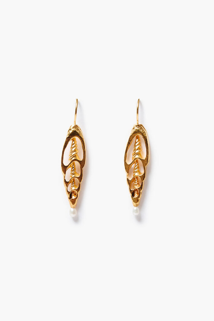 CHAN LUU SLICED SHELL YELLOW GOLD EARRINGS