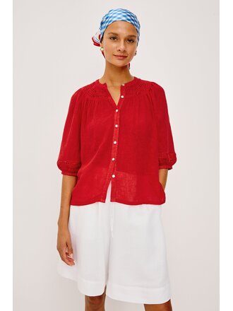 RAILS THEIA BUTTON UP TOP IN TOMATO
