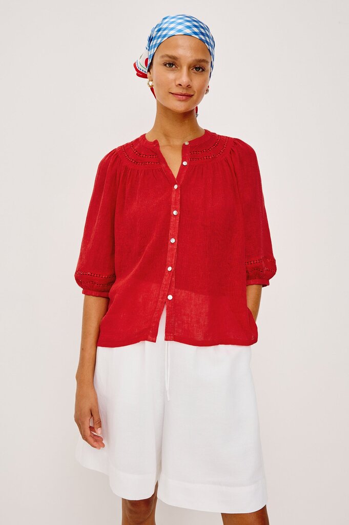 RAILS THEIA BUTTON UP TOP IN TOMATO