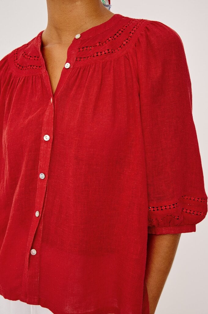 RAILS THEIA BUTTON UP TOP IN TOMATO
