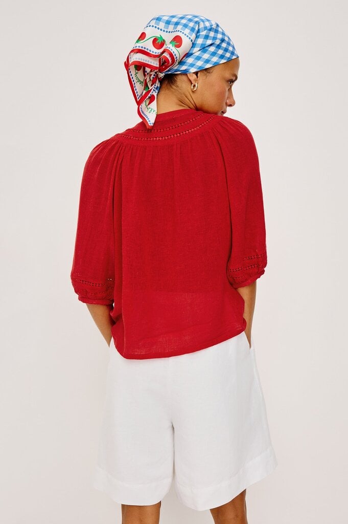 RAILS THEIA BUTTON UP TOP IN TOMATO