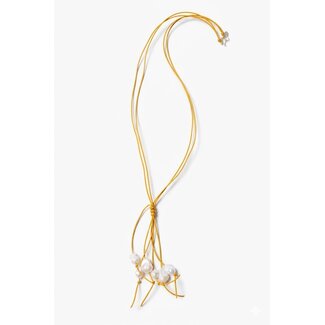 CHAN LUU BAROQUE PEARL TASSEL NECKLACE YELLOW