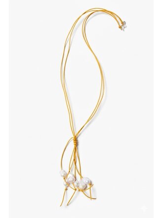 CHAN LUU BAROQUE PEARL TASSEL NECKLACE YELLOW