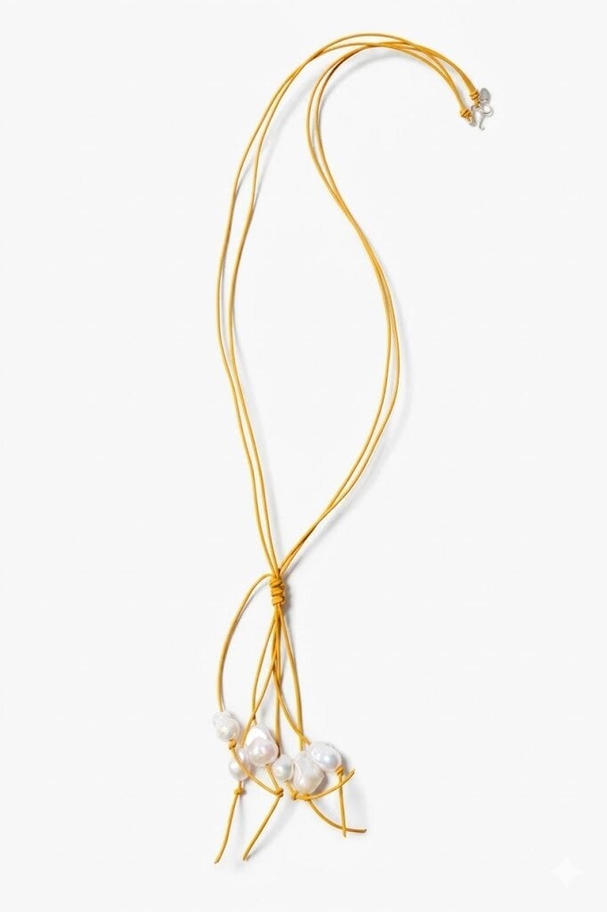 CHAN LUU BAROQUE PEARL TASSEL NECKLACE YELLOW
