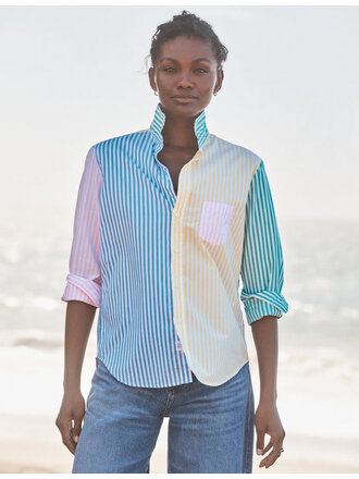 FRANK & EILEEN EILEEN RELAXED BUTTON UP IN COLOR BLOCK STRIPE