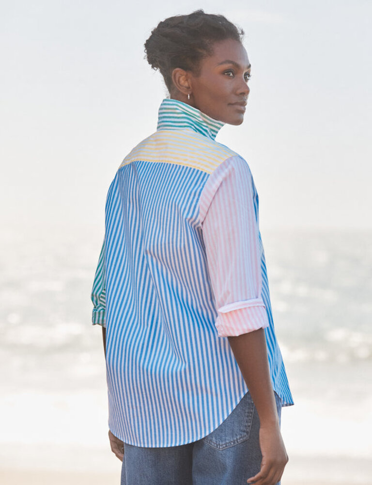 FRANK & EILEEN EILEEN RELAXED BUTTON UP IN COLOR BLOCK STRIPE