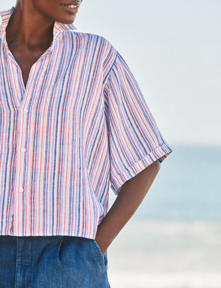 FRANK & EILEEN  ROSIE S/S BUTTON UP IN MULTI STRIPE
