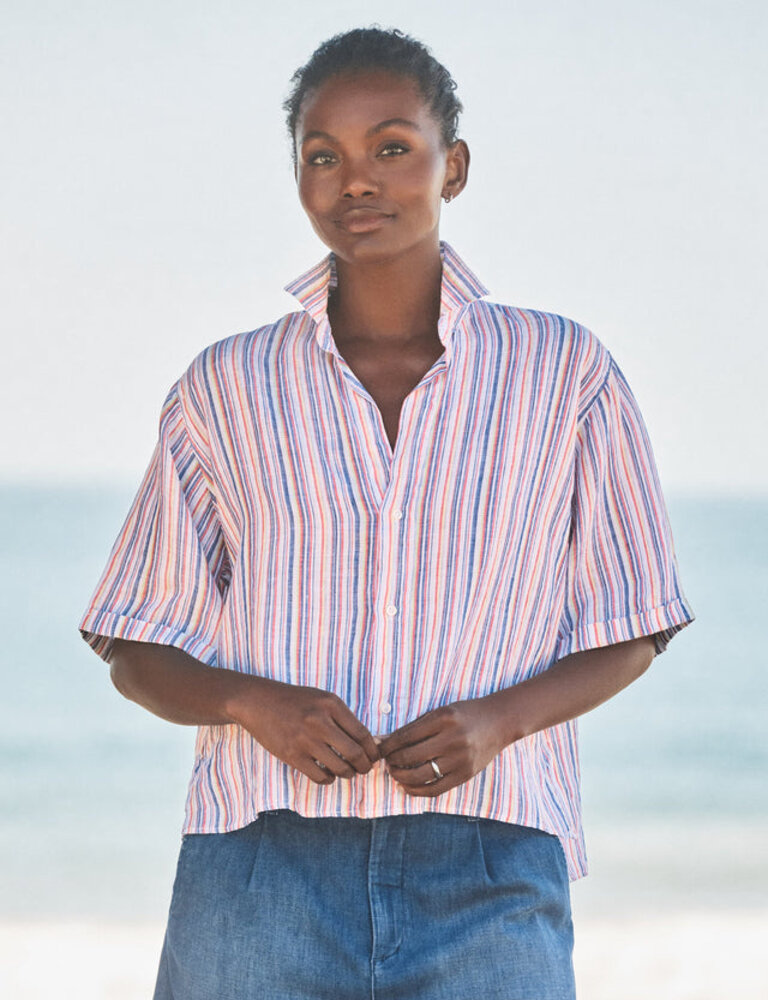 FRANK & EILEEN  ROSIE S/S BUTTON UP IN MULTI STRIPE