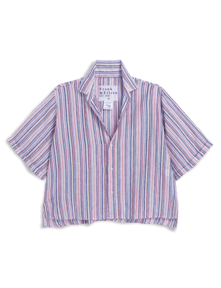 FRANK & EILEEN  ROSIE S/S BUTTON UP IN MULTI STRIPE