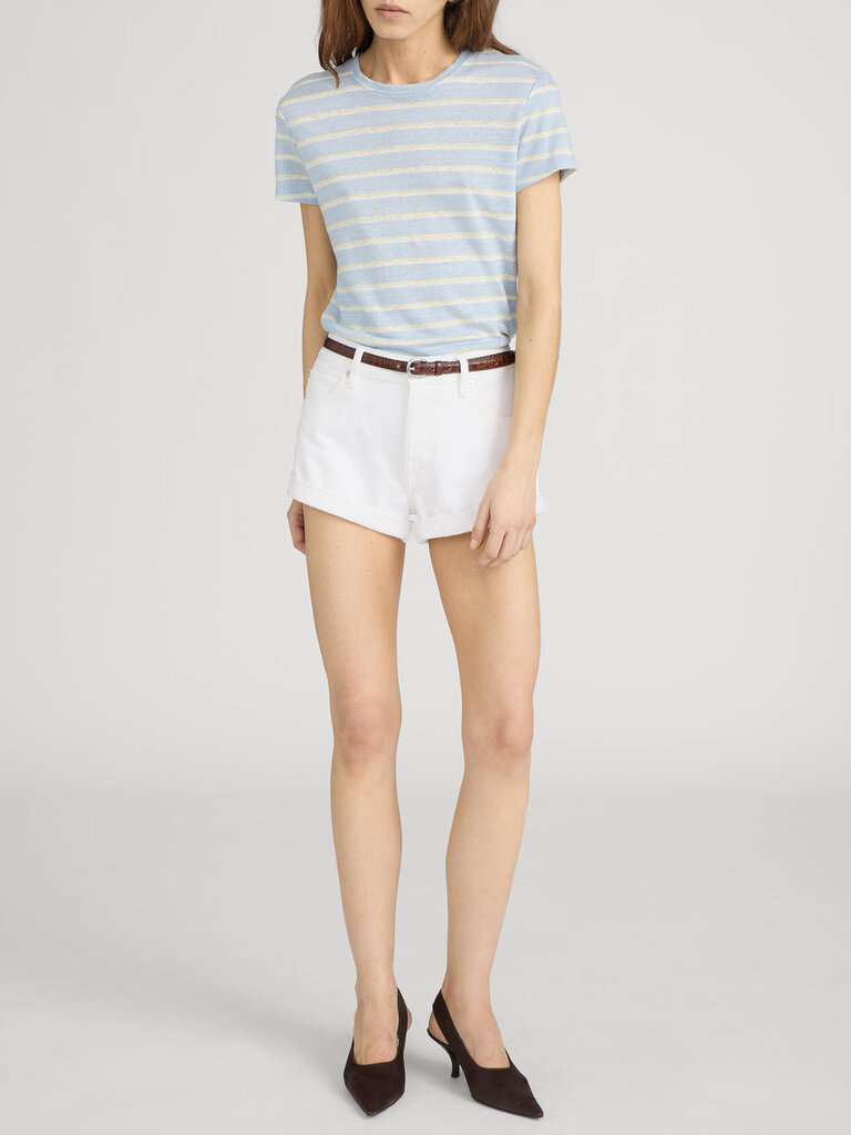 LINEN BABY TEE IN CHAMBRAY BLUE MULTI