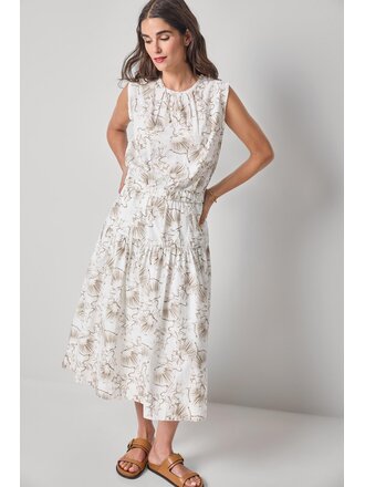 LILLA P POPLIN YOKE SKIRT IN FERN PRINT