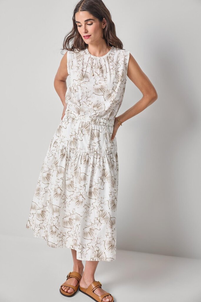 LILLA P POPLIN YOKE SKIRT IN FERN PRINT