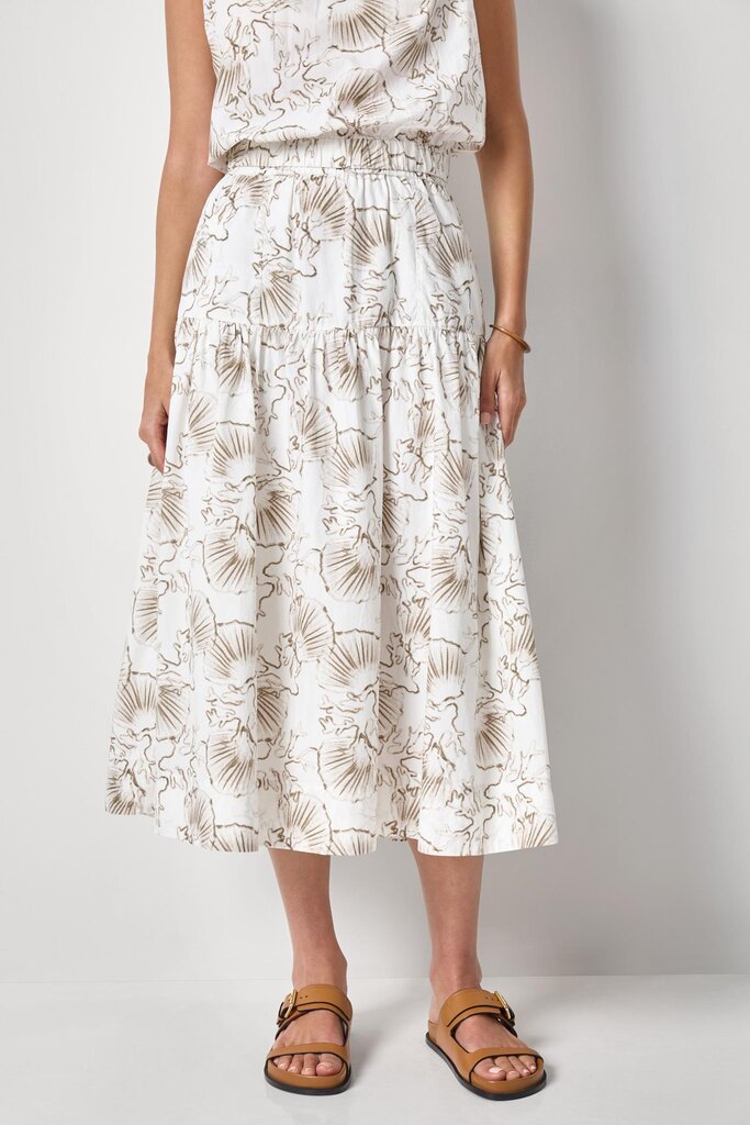 LILLA P POPLIN YOKE SKIRT IN FERN PRINT