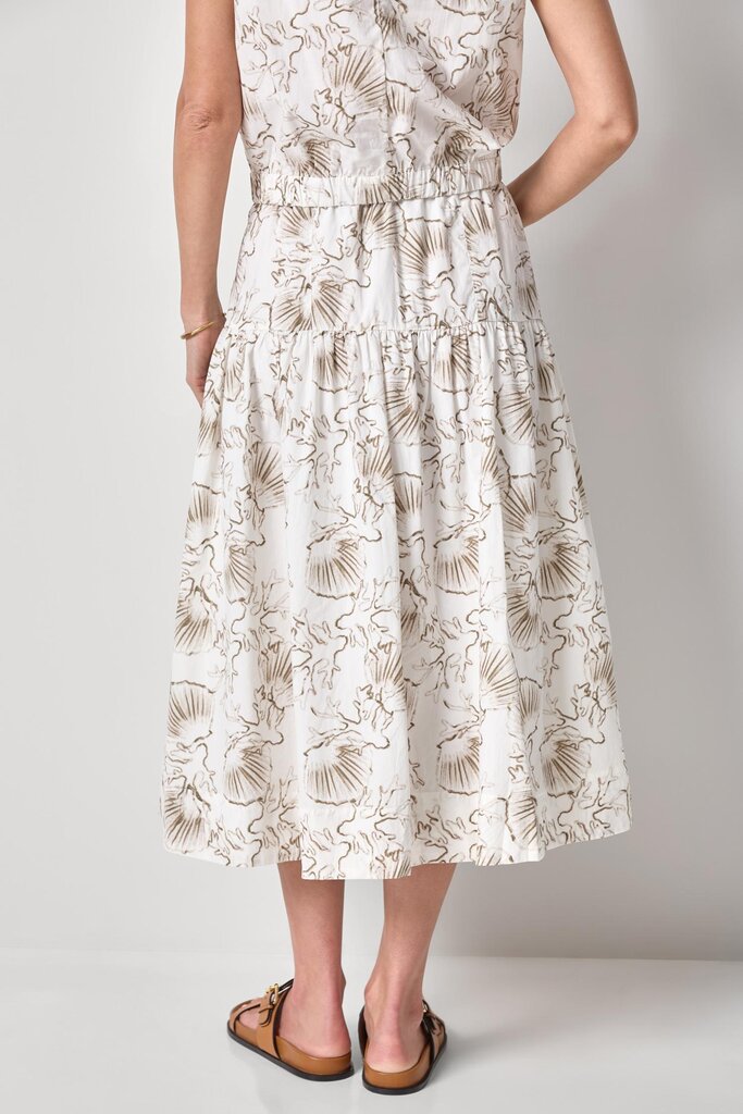 LILLA P POPLIN YOKE SKIRT IN FERN PRINT