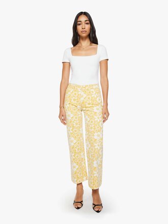 MOTHER MID RISE RAMBLER ZIP ANKLE IN FLORAL NOTES