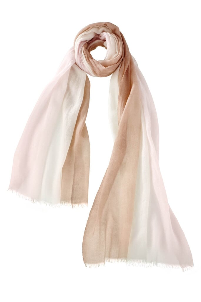 ALPINE CASHMERE ALPINE CASHOMBRE SHAWL IN CAMEL/PINK AND BLACK/SILVERERE OMBRE SHAWL