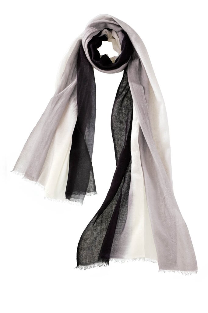 ALPINE CASHMERE ALPINE CASHOMBRE SHAWL IN CAMEL/PINK AND BLACK/SILVERERE OMBRE SHAWL
