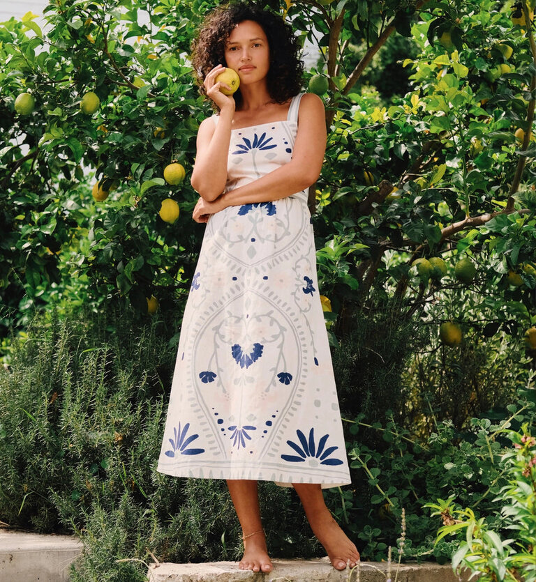 CLEOBELLA CARMEN MIDI DRESS IN LILIANA BLUE SURF