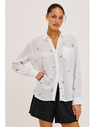RAILS CHARLI L/S BUTTON UP IN WILDFLOWER EMBROIDERY