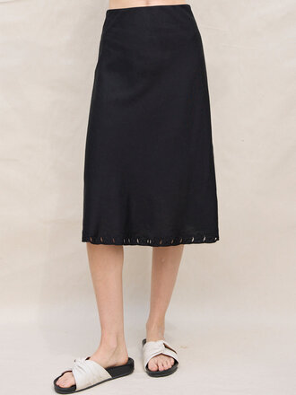 MARGARET O'LEARY GOOD LUCK BIAS SKIRT IN BLACK