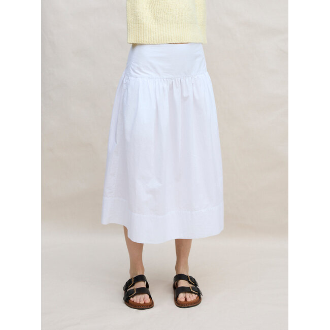 MARGARET O'LEARY VENICE POPLIN SKIRT IN WHITE AND NAVY