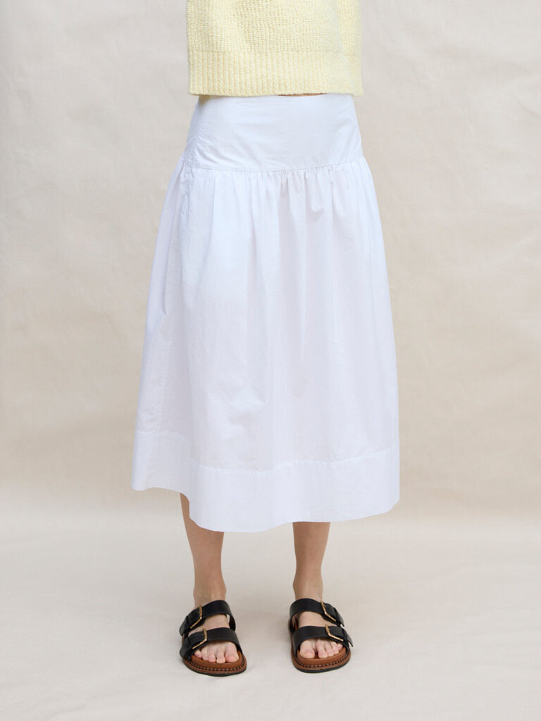 MARGARET O'LEARY VENICE POPLIN SKIRT IN WHITE AND NAVY