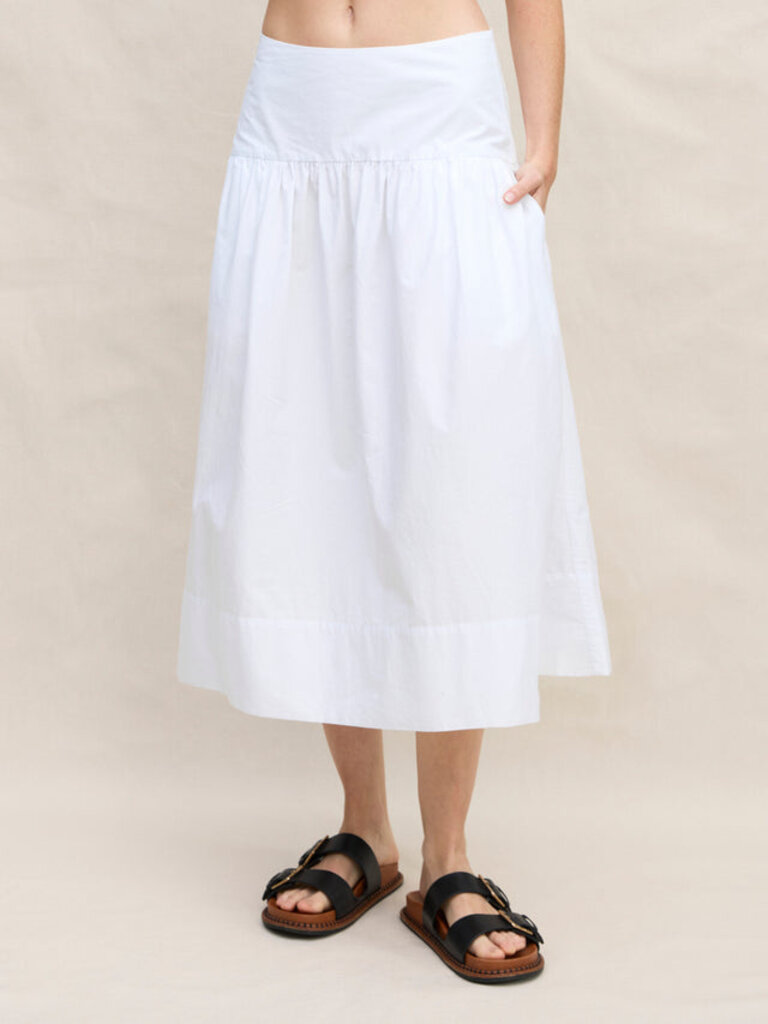 MARGARET O'LEARY VENICE POPLIN SKIRT IN WHITE AND NAVY