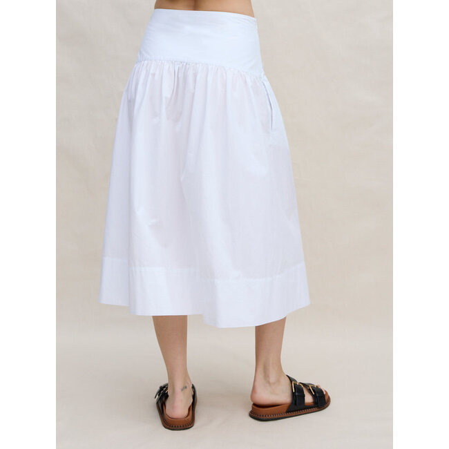 MARGARET O'LEARY VENICE POPLIN SKIRT IN WHITE AND NAVY
