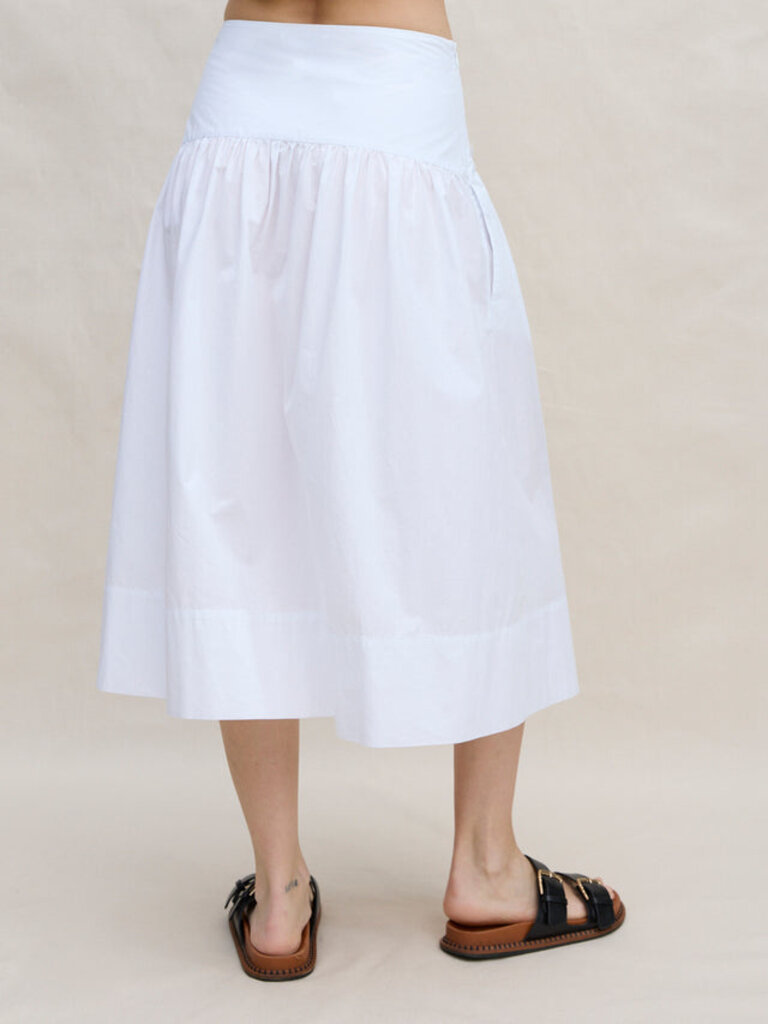 MARGARET O'LEARY VENICE POPLIN SKIRT IN WHITE AND NAVY
