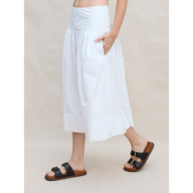 MARGARET O'LEARY VENICE POPLIN SKIRT IN WHITE AND NAVY