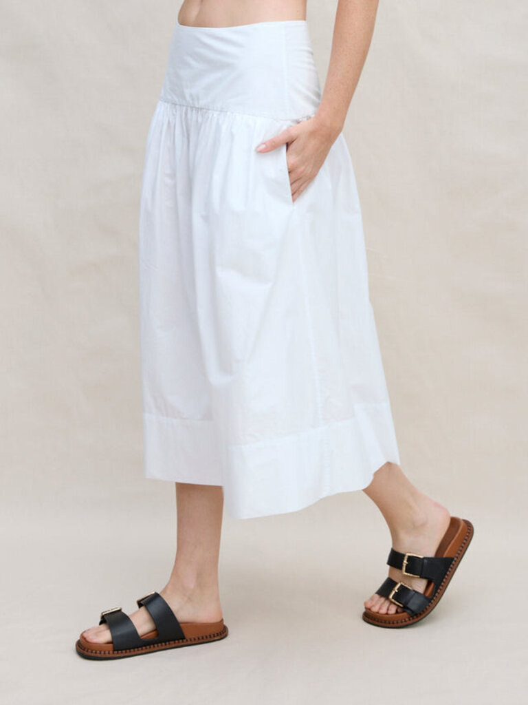 MARGARET O'LEARY VENICE POPLIN SKIRT IN WHITE AND NAVY