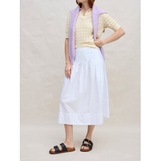 MARGARET O'LEARY VENICE POPLIN SKIRT IN WHITE AND NAVY