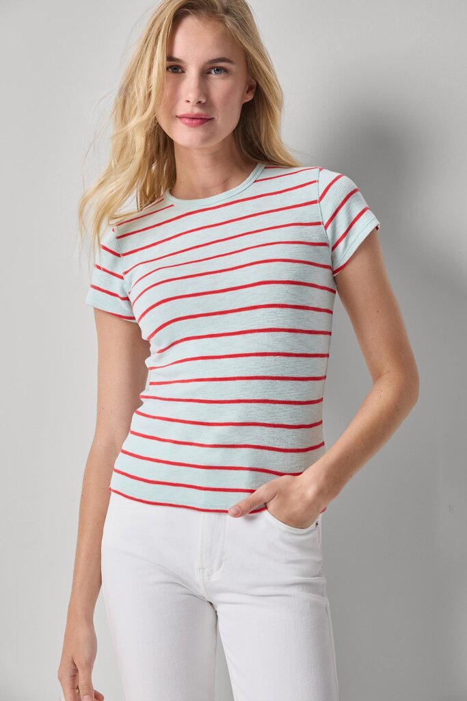 LILLA P STRIPED SHORT SLEEVE IN SEA BREEZE