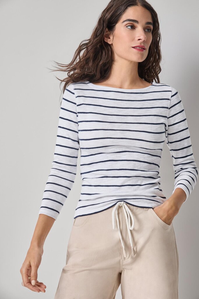 LILLA P STRIPED BOATNECK IN NAVY STRIPE