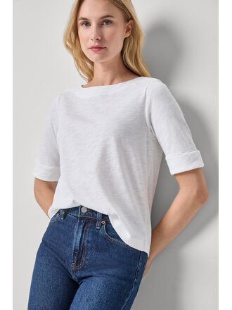 LILLA P CUFFED SL BOATNECK IN WHITE