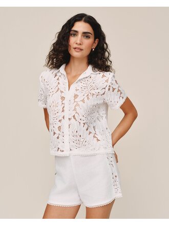BELLA DAHL SHORT SLEEVE CONTRAST BUTTON DOWN