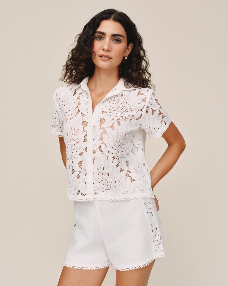 BELLA DAHL SHORT SLEEVE CONTRAST BUTTON DOWN