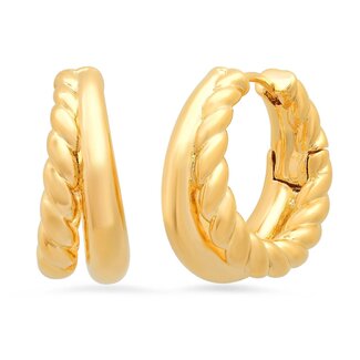 TAI JEWELRY GOLD DOUBLE TWIST HOOP