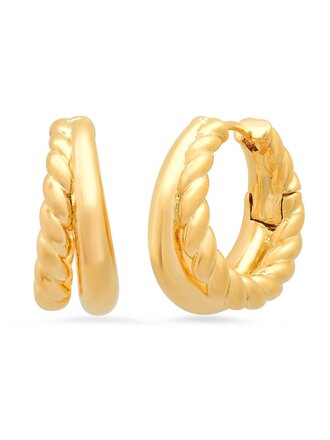 TAI JEWELRY GOLD DOUBLE TWIST HOOP