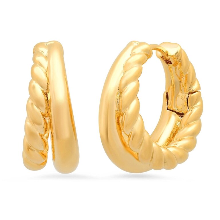 TAI JEWELRY GOLD DOUBLE TWIST HOOP