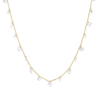 TAI JEWELRY GOLD CHAIN NECKLACE WITH FLOATING CZ CHARMS