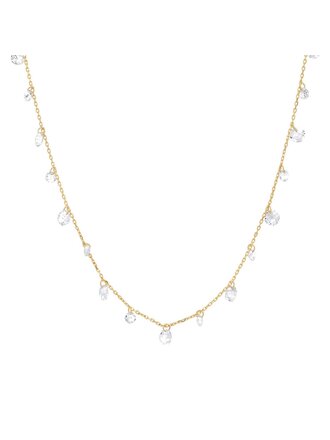 TAI JEWELRY GOLD CHAIN NECKLACE WITH FLOATING CZ CHARMS