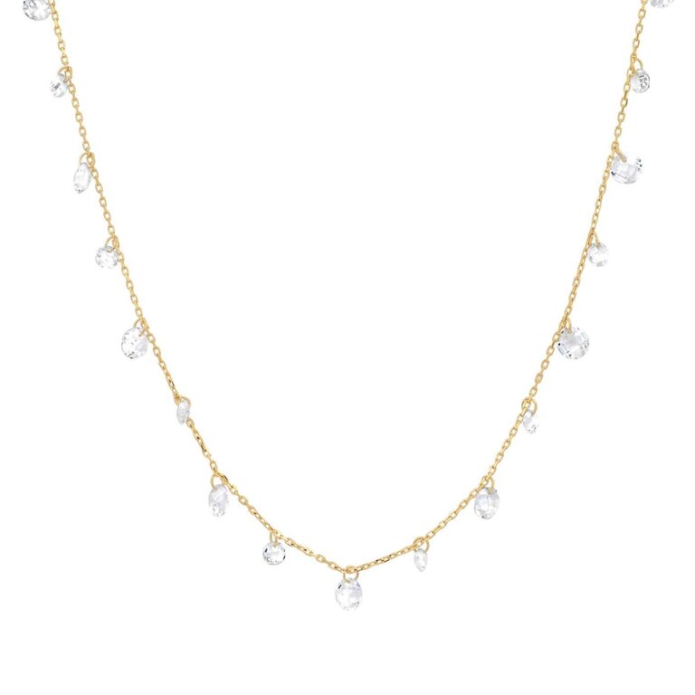 TAI JEWELRY GOLD CHAIN NECKLACE WITH FLOATING CZ CHARMS