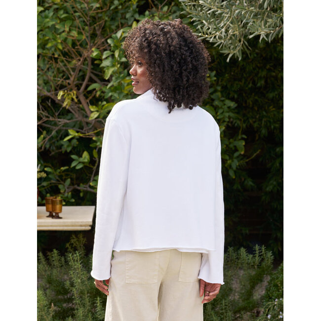 FRANK & EILEEN MINI BELFAST CROP FLEECE PEACOAT IN WHITE
