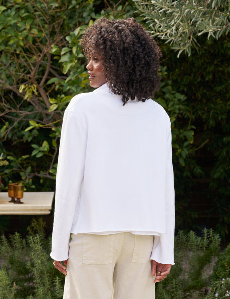 FRANK & EILEEN MINI BELFAST CROP FLEECE PEACOAT IN WHITE